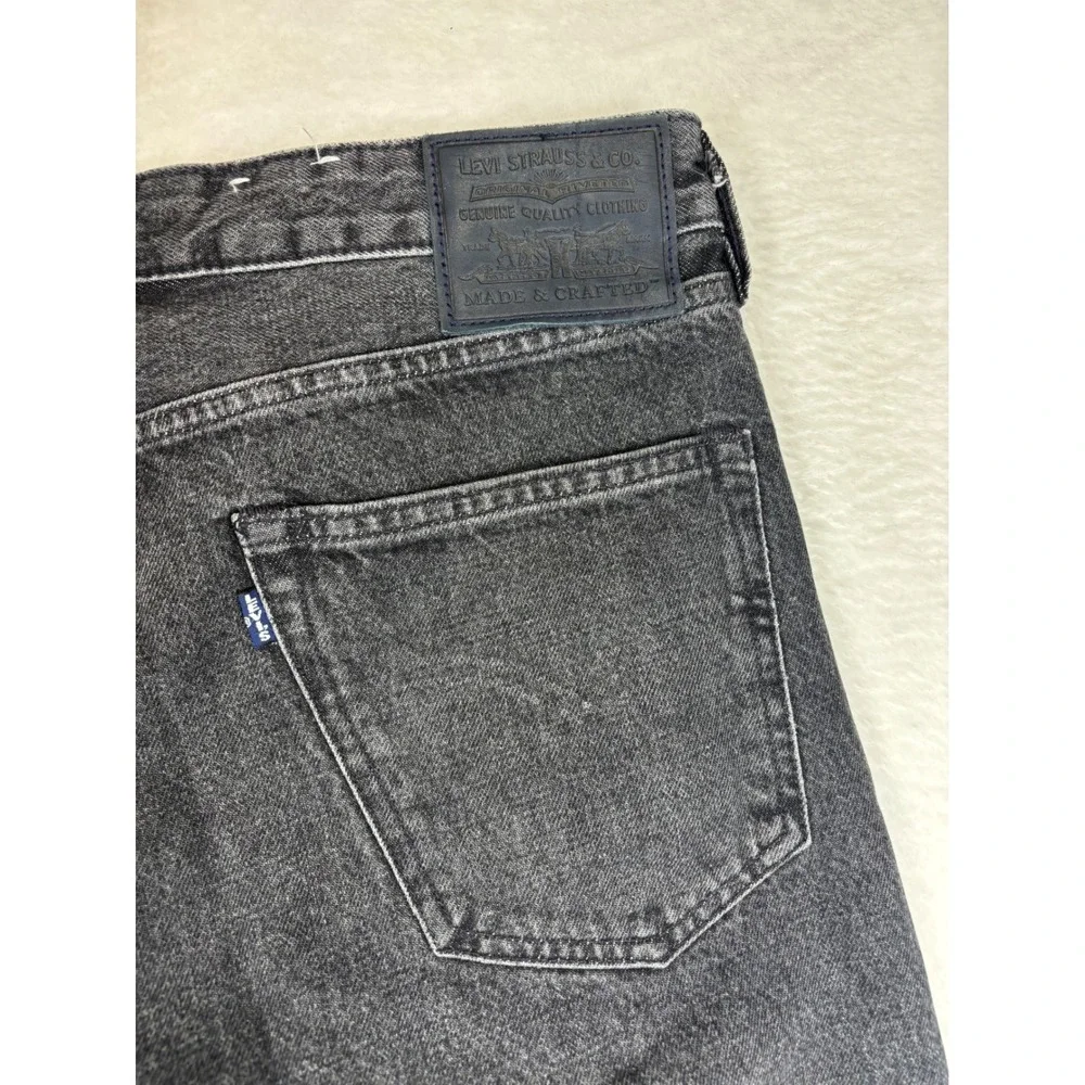Levis Made & Crafted Studio Taper Mens 34x34 Jeans Fuzzy Black Fade Grungy Denim